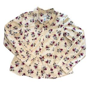 Crazy Horse Liz Claiborne XL Tan Floral Women's Long Sleeve Button Up Shirt